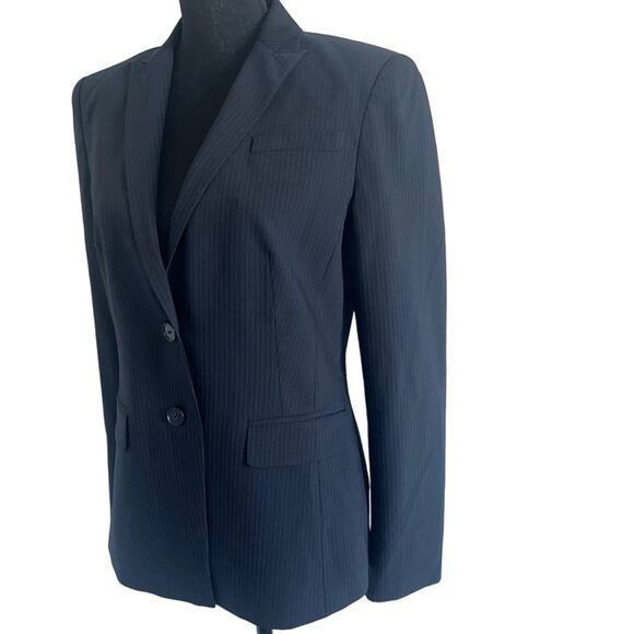 Ann Taylor Pinstriped Wool Blend Suit Blazer Jacket  Size 8 - Picture 1 of 8